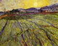 Campo cerrado con sol naciente Vincent van Gogh